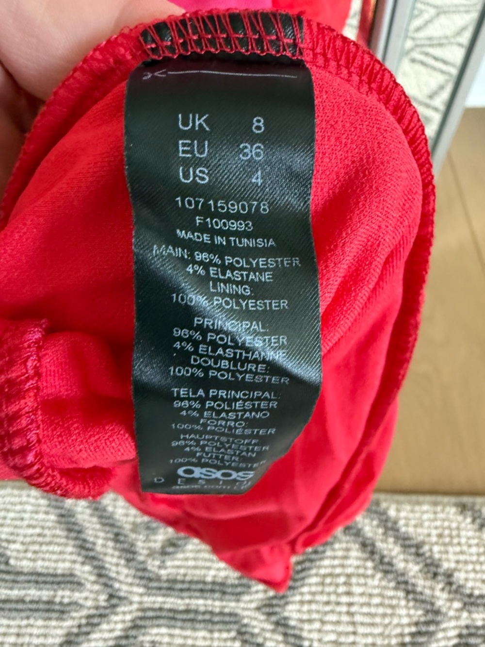 NWT ASOS DESIGN - Pink and Red Ruched Bodycon Midi Dress - Picture 8 of 9